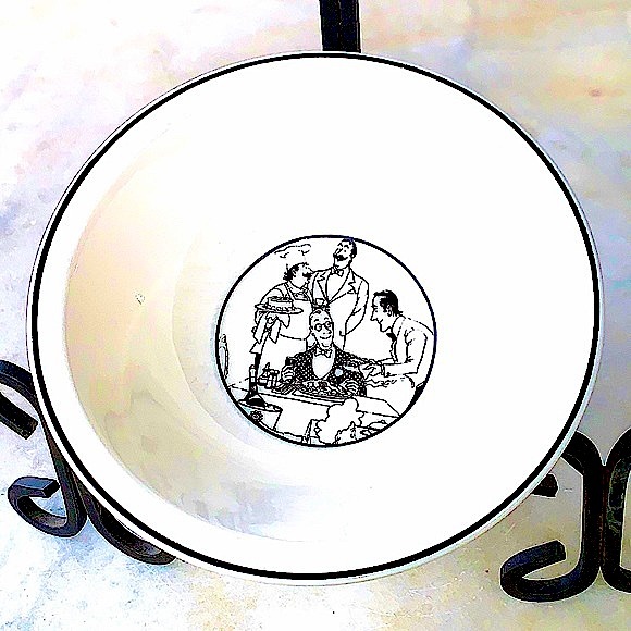 EPOCH “LE RESTAURANT” 6 INCH RIM CEREAL BOWL Y2K WHITE BLACK ROUND - Picture 1 of 5